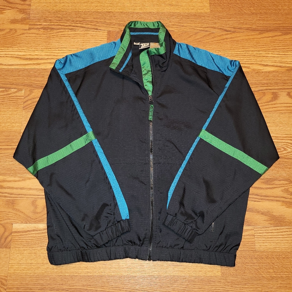 Tail Tech Activewear Black Green Golf Jacket Size M Medium Full Zip with Pocket